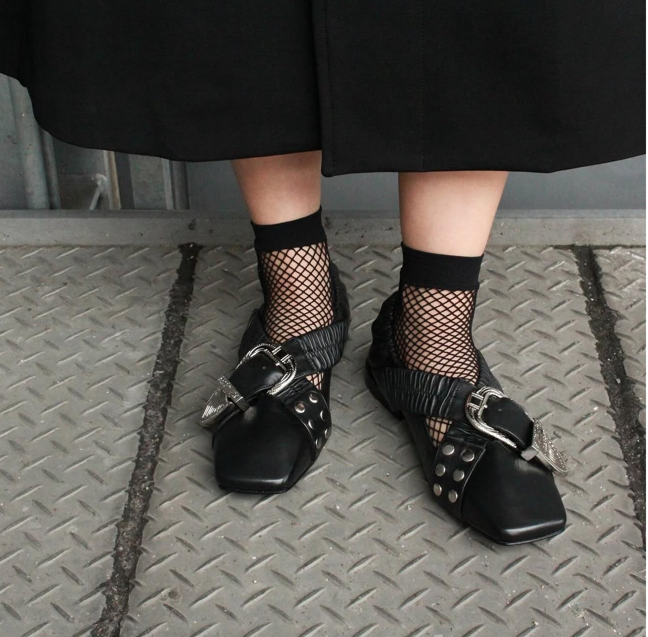 Toga Pulla Black Studded Ballerina Flats