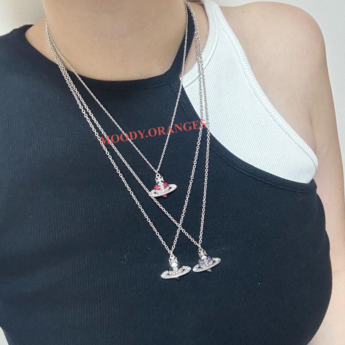 Vivienne Westwood Diamente Heart Necklaces - MOODY ORANGES