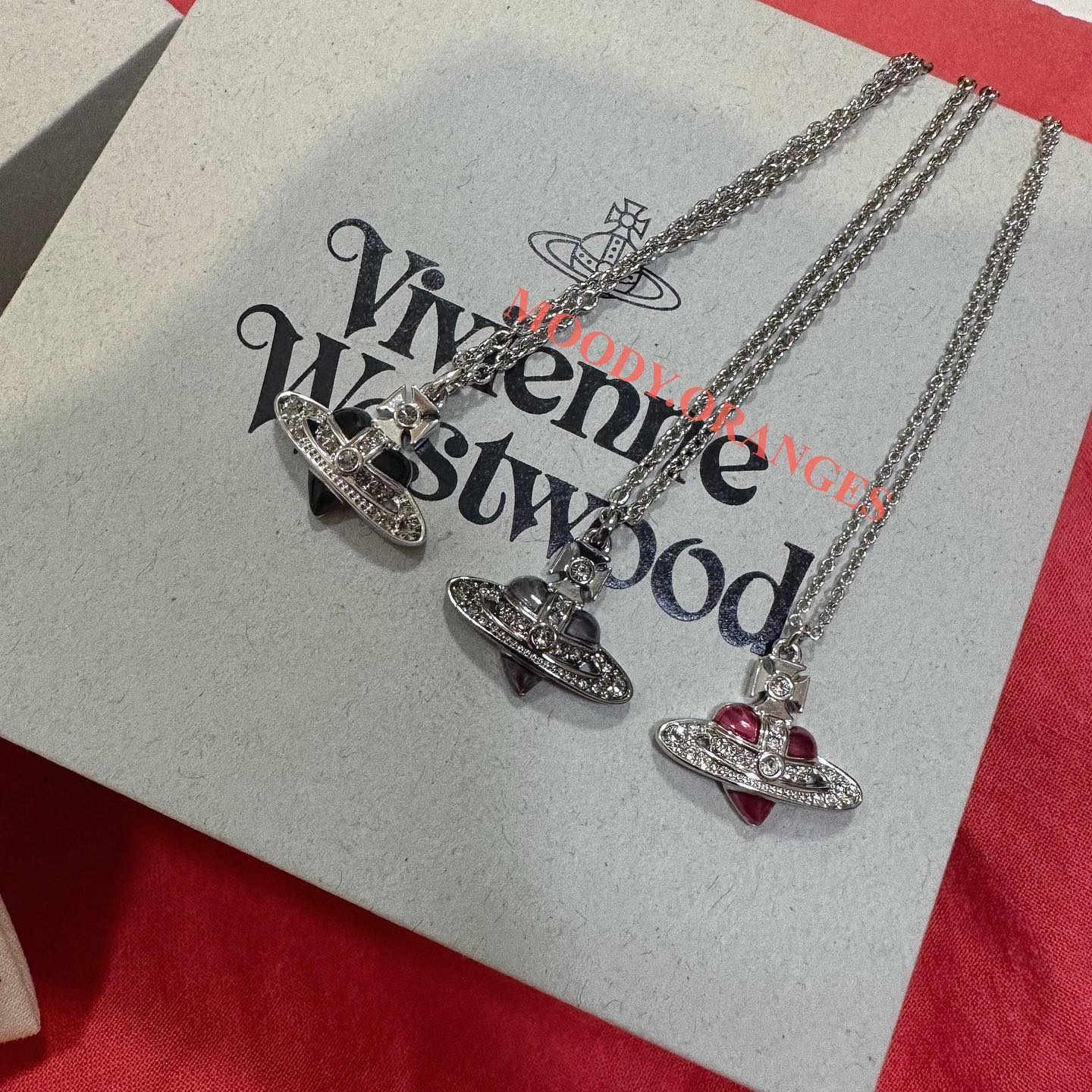 Vivienne Westwood Diamente Heart Necklaces - MOODY ORANGES