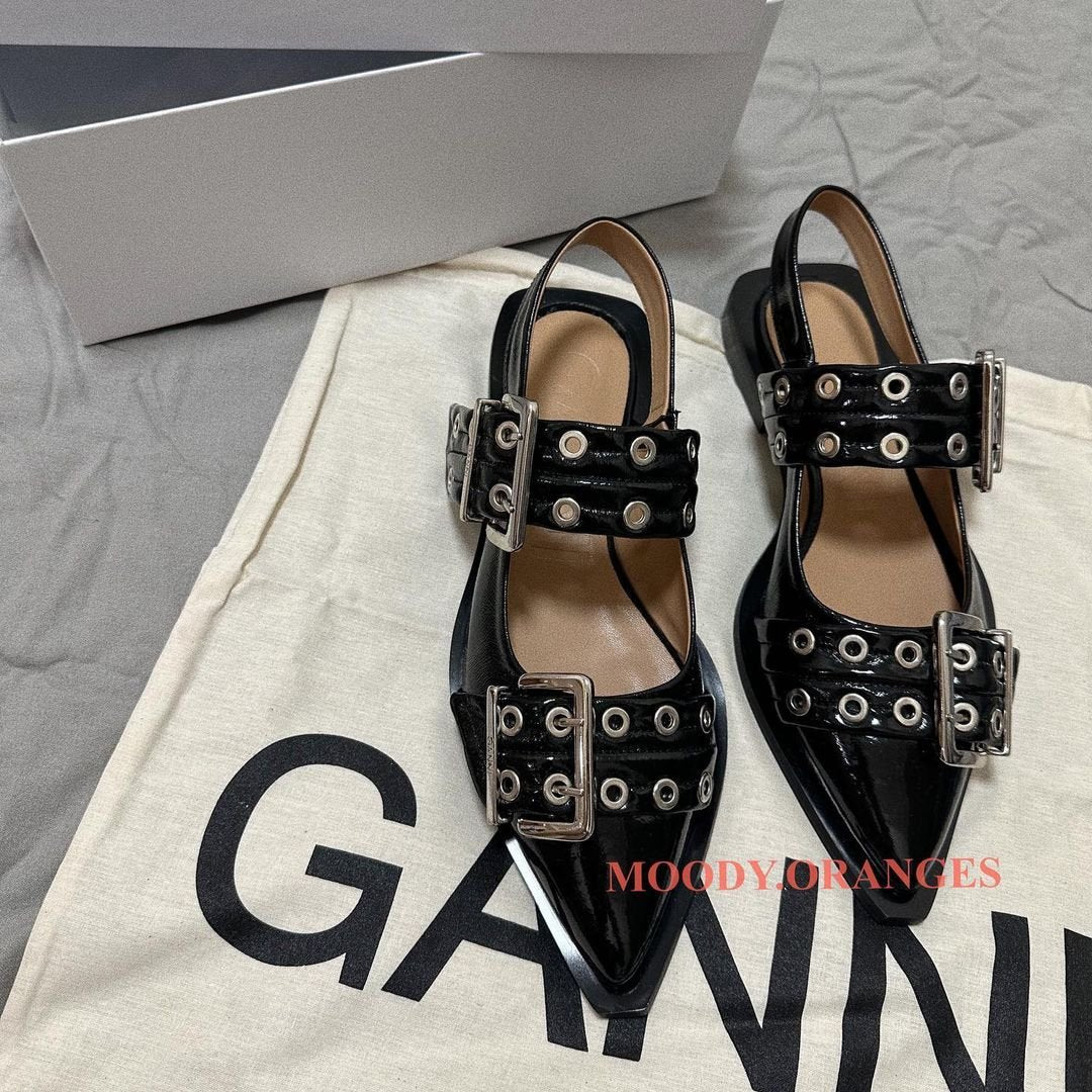 GANNI Buckle Ballerina Flats