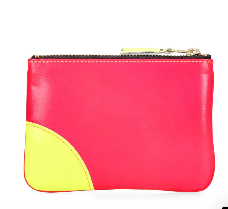Comme des Garçons Wallet Orange/Pink Super neon leather line zip wallet - MOODY ORANGES
