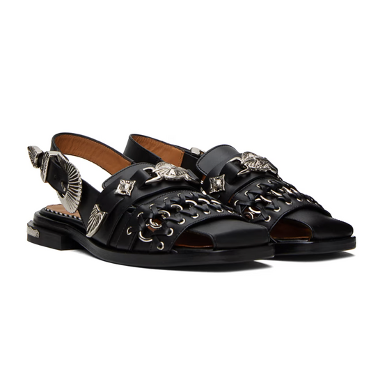Toga Pulla Black Polido Loafers - MOODY ORANGES