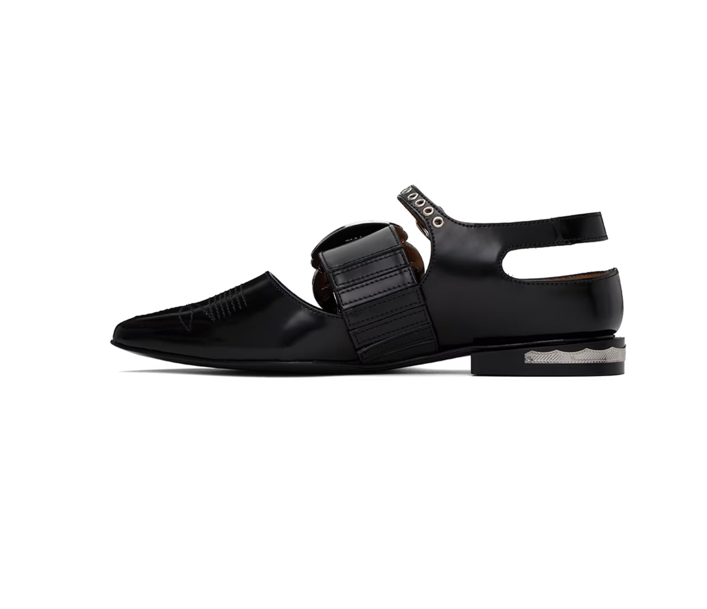 Toga Pulla Exclusive Black Ballerina Flats - MOODY ORANGES