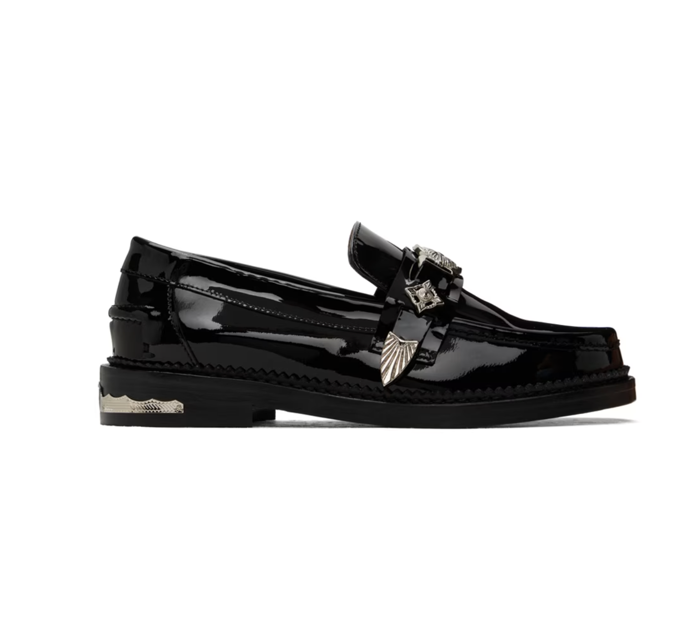 Toga Pulla Black Metal Loafers - MOODY ORANGES