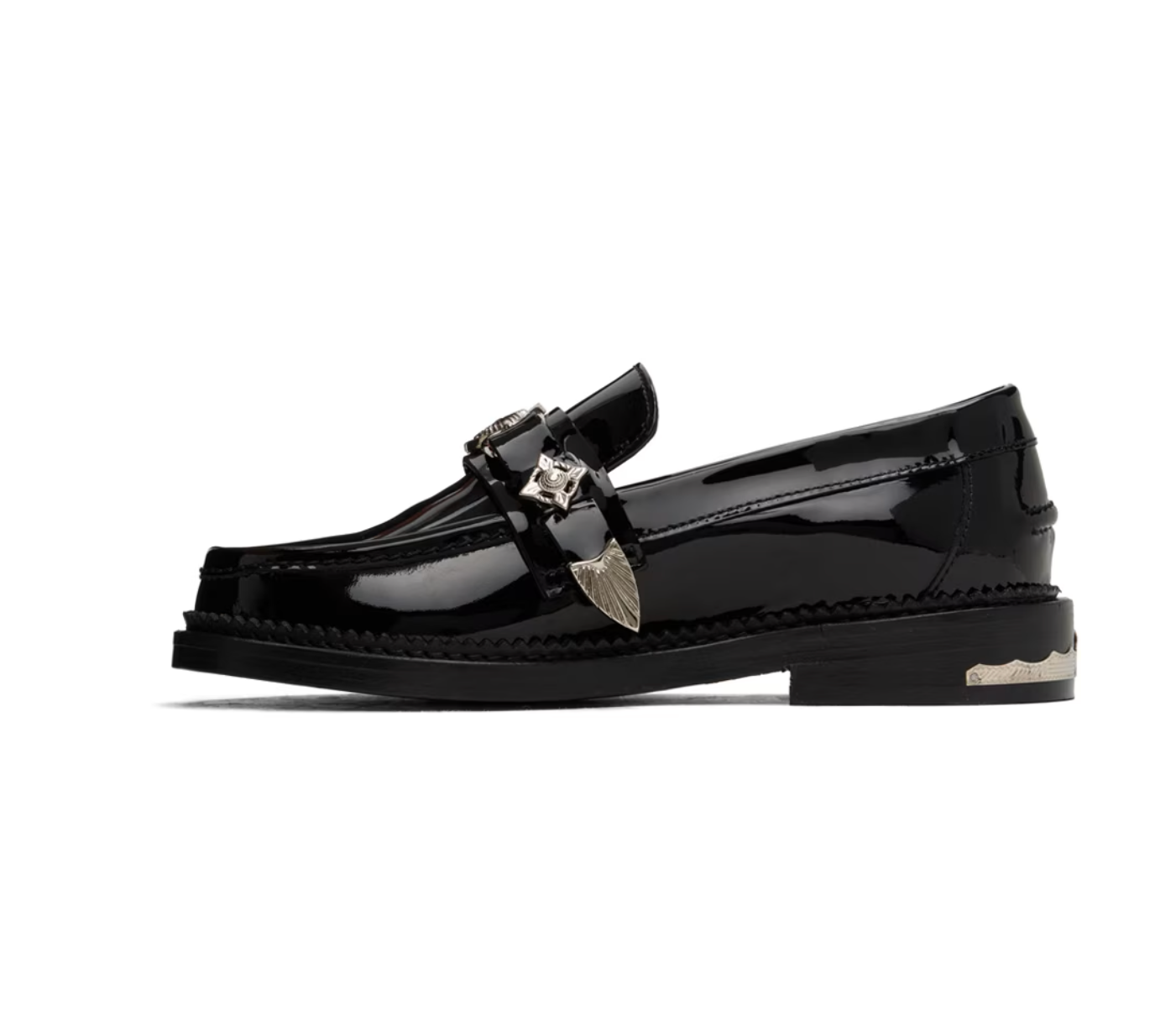 Toga Pulla Black Metal Loafers - MOODY ORANGES