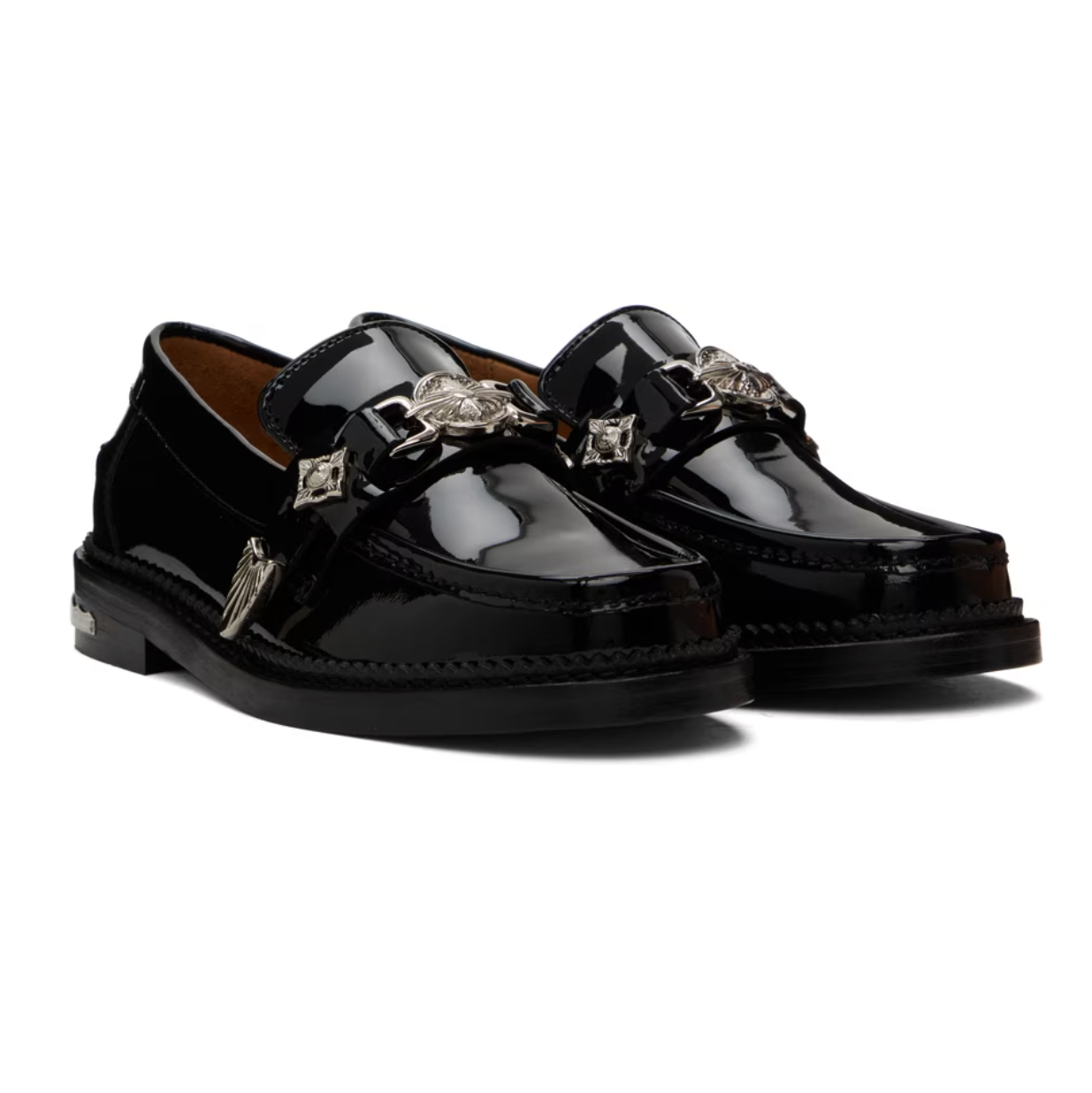 Toga Pulla Black Metal Loafers - MOODY ORANGES
