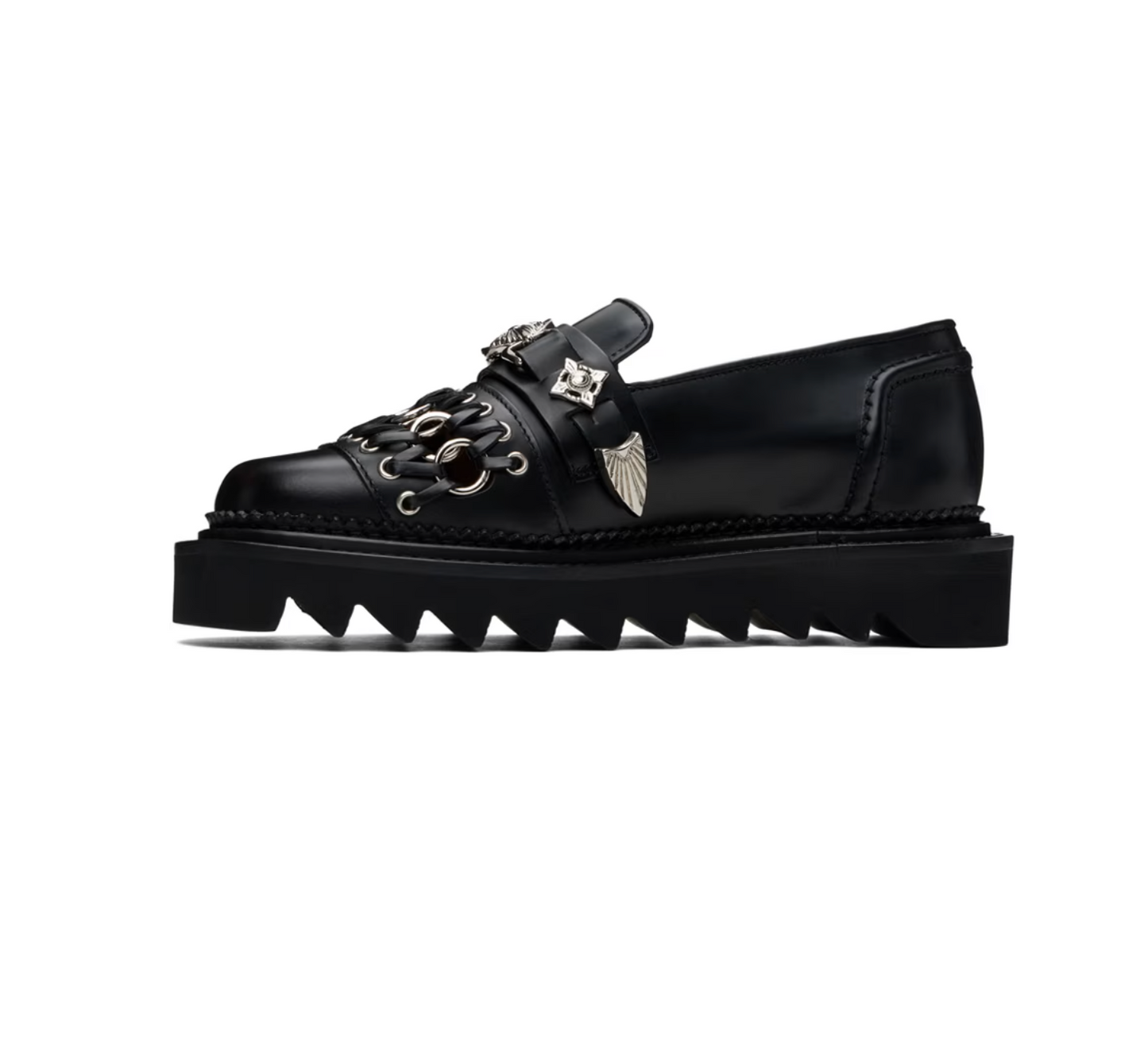 Toga Pulla Black Hardware Loafers - MOODY ORANGES
