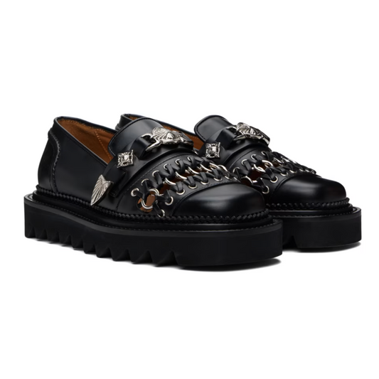 Toga Pulla Black Hardware Loafers - MOODY ORANGES