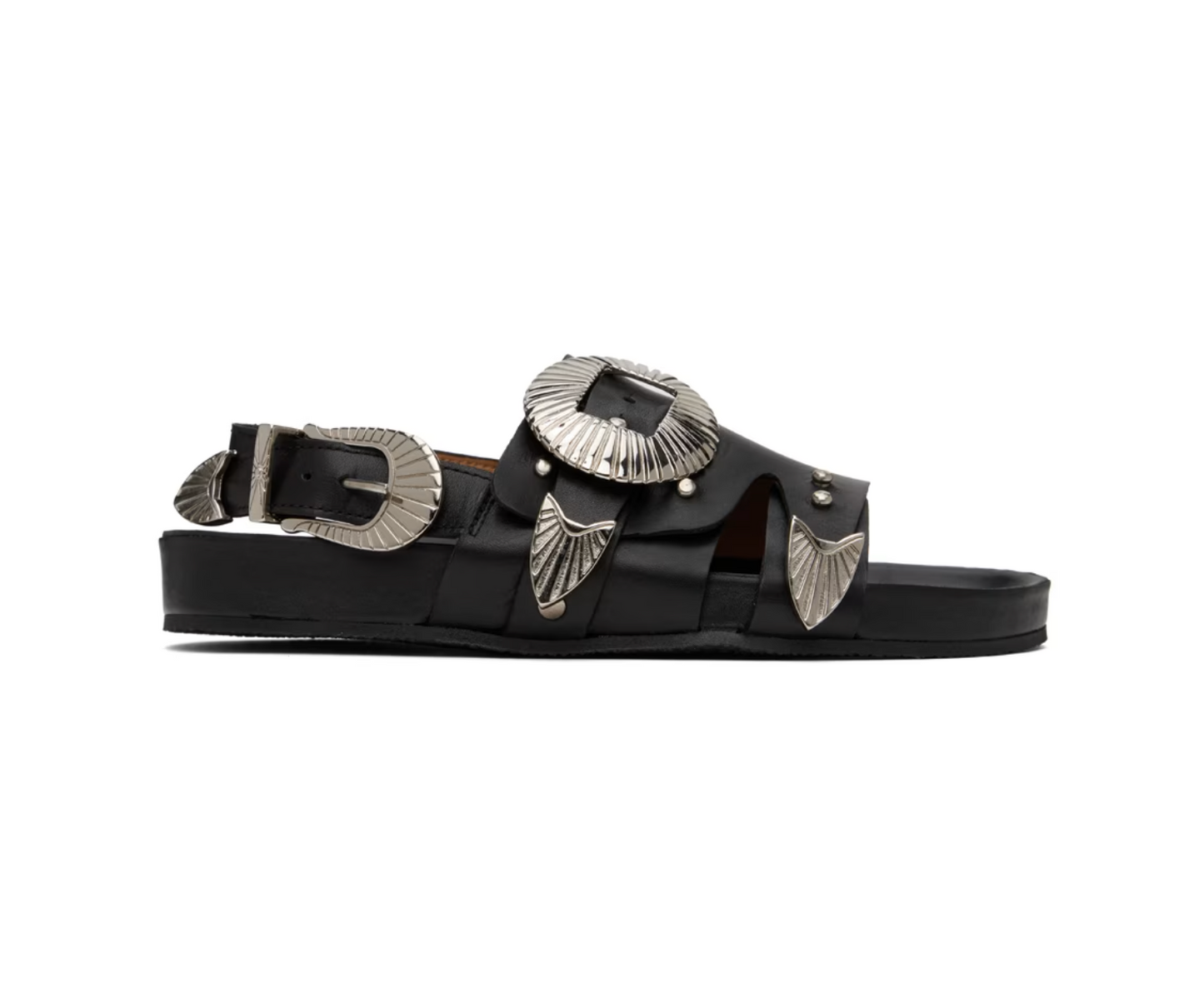 Toga Pulla Exclusive Black Leather Sandals - MOODY ORANGES