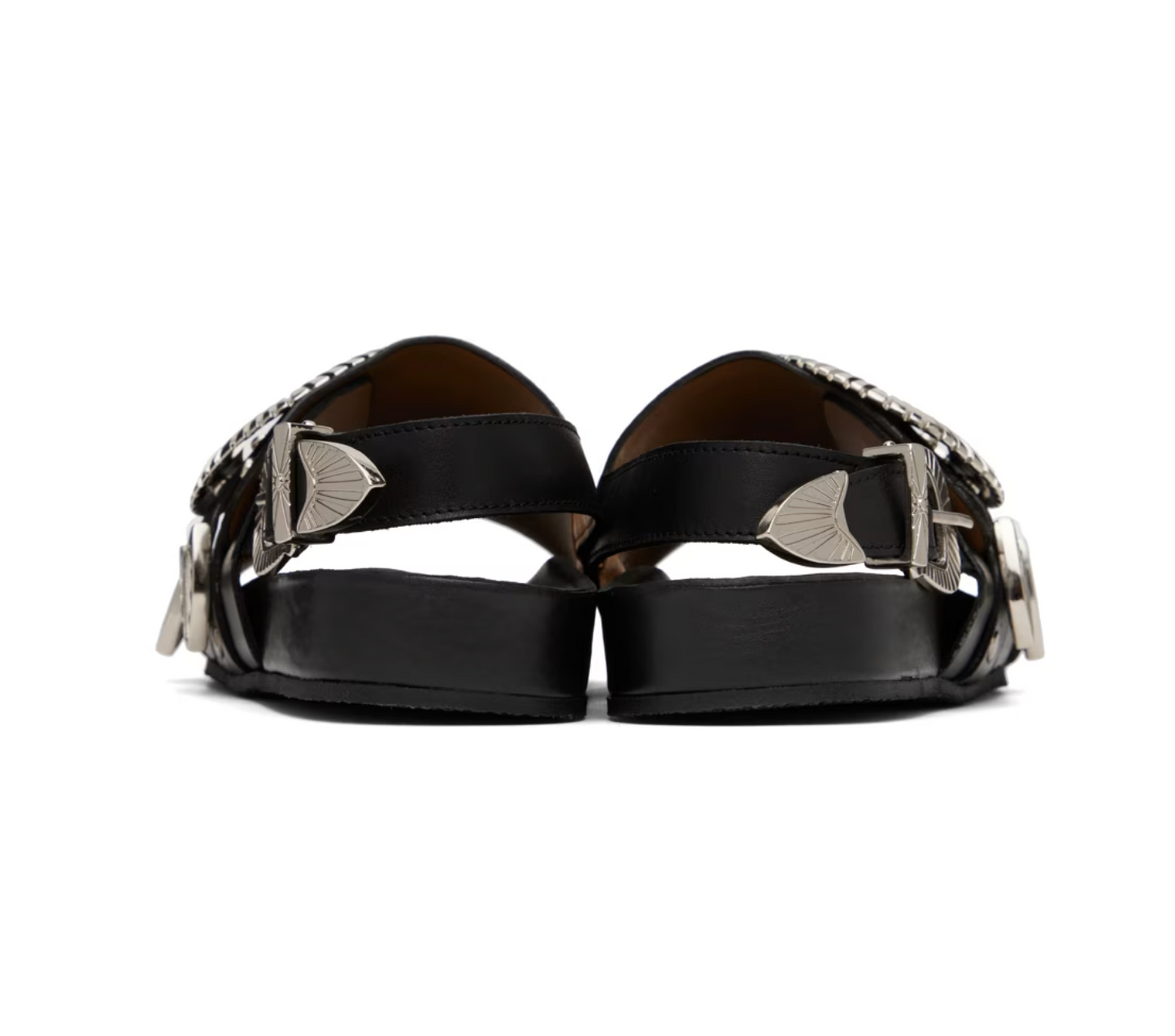 Toga Pulla Exclusive Black Leather Sandals - MOODY ORANGES