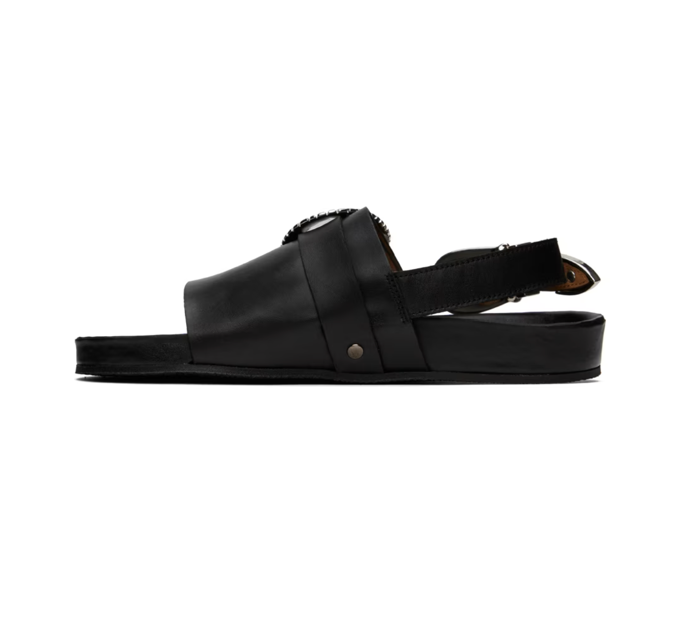 Toga Pulla Exclusive Black Leather Sandals - MOODY ORANGES