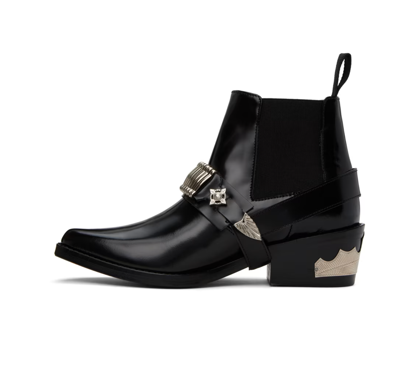 Toga Pulla Black Ankle Strap Chelsea Boots - MOODY ORANGES