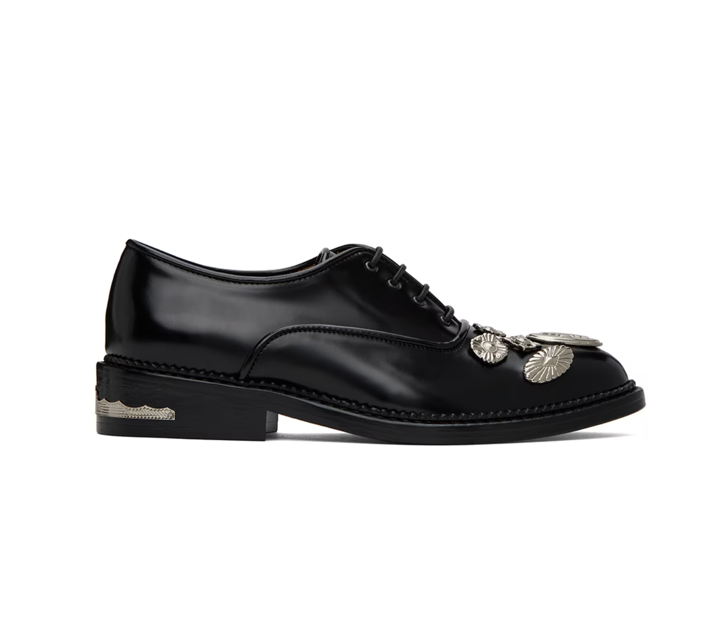 Toga Pulla Black Embellished Oxfords - MOODY ORANGES