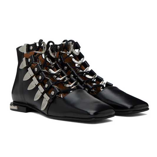 Toga Pulla Black Buckle Boots - MOODY ORANGES