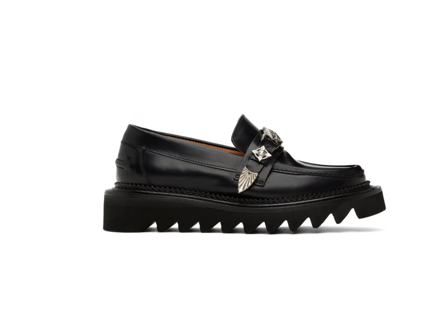 Toga Pulla Black Leather Loafers - MOODY ORANGES