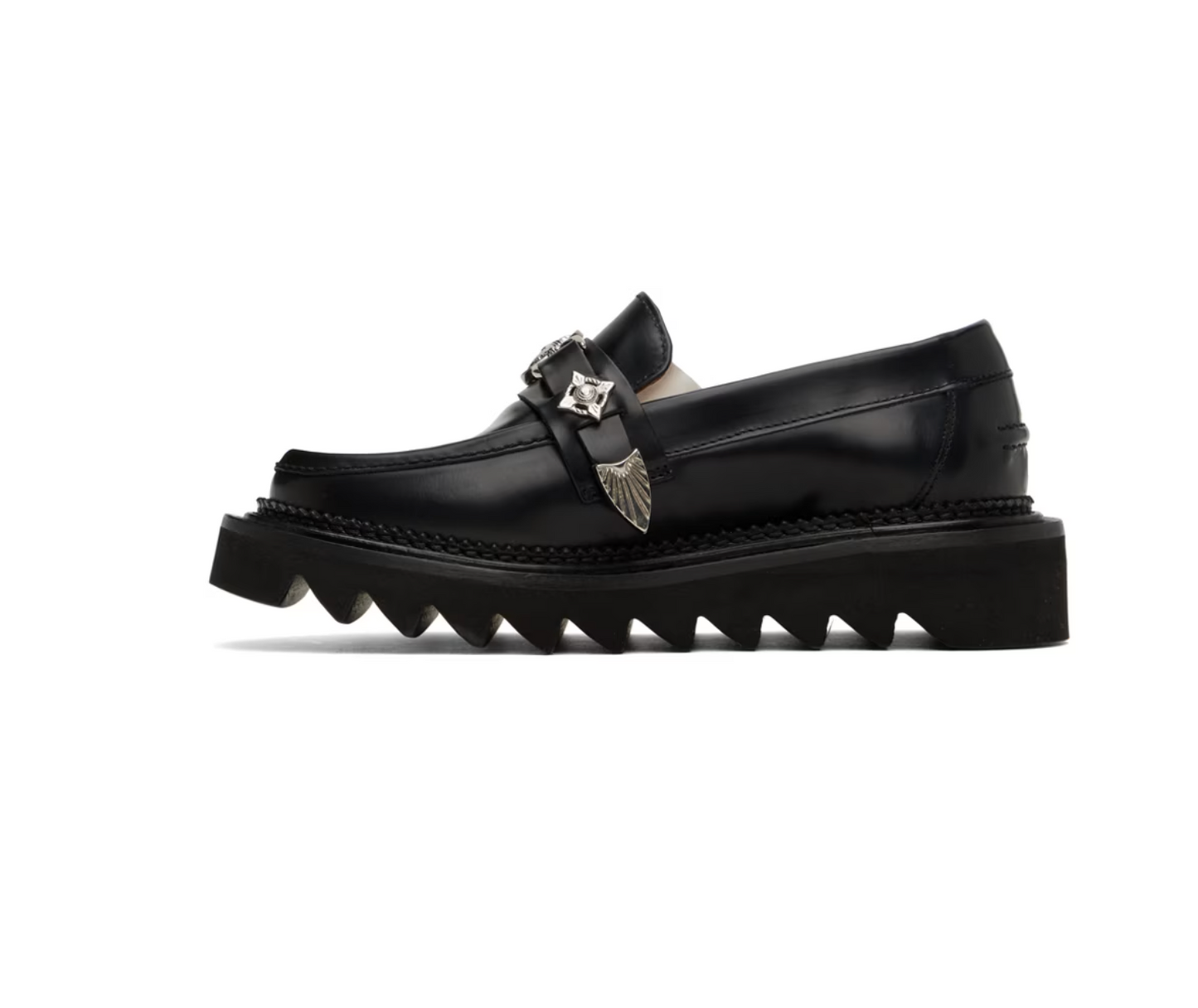 Toga Pulla Black Leather Loafers - MOODY ORANGES