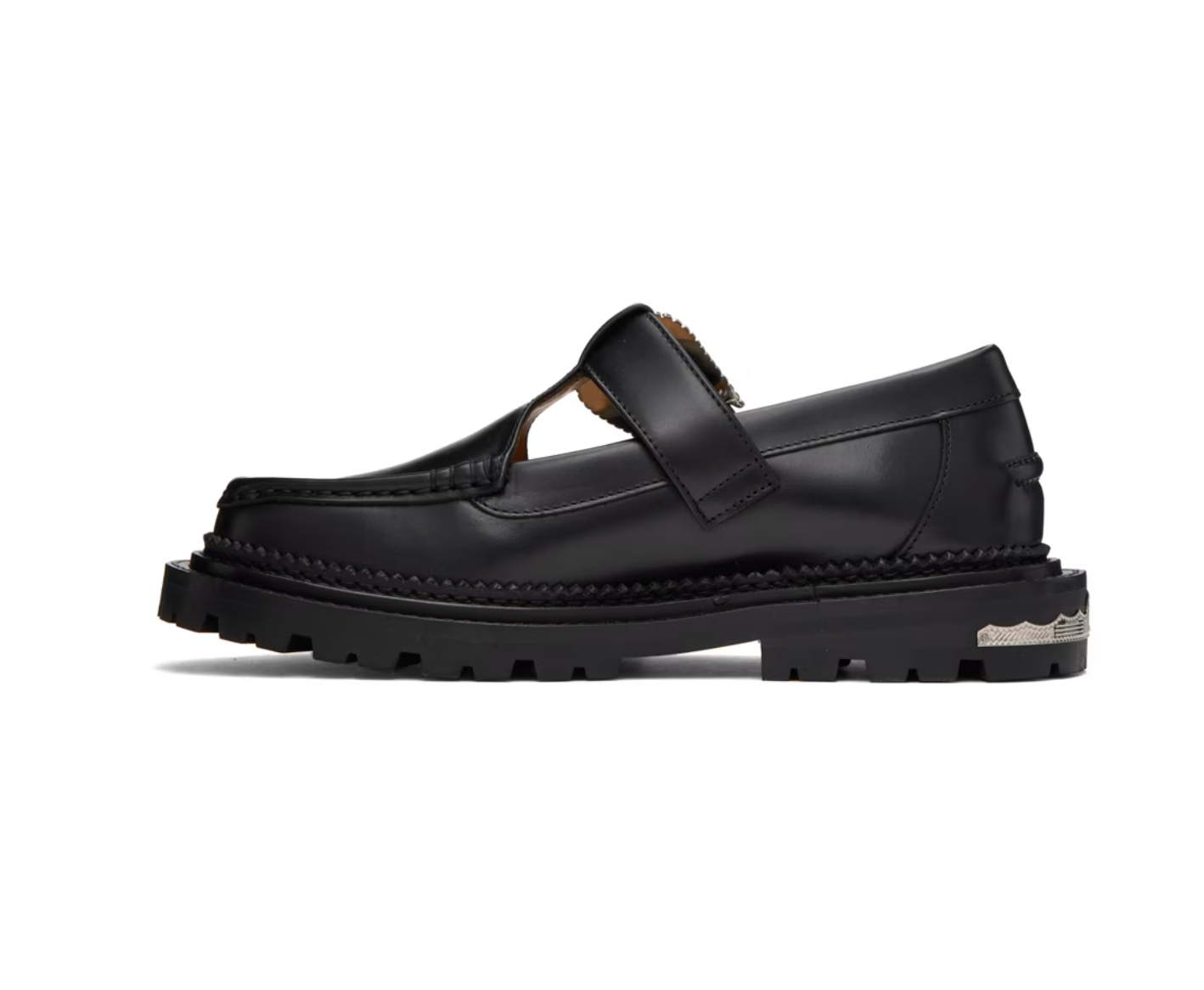 Toga Pulla Black Buckle Loafers - MOODY ORANGES