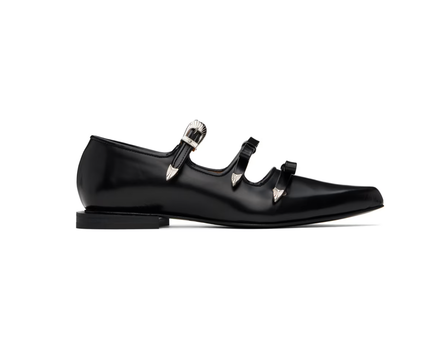 Toga Pulla Black Polido Ballerina Flats - MOODY ORANGES