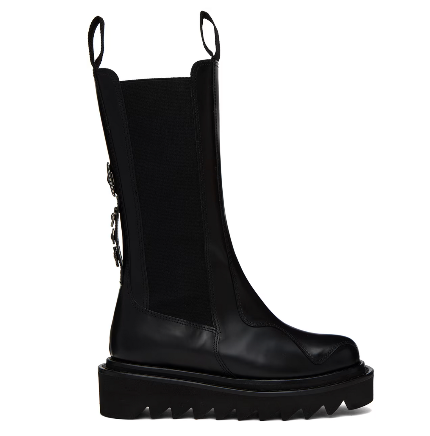 Toga Pulla Black Leather Tall Boots - MOODY ORANGES