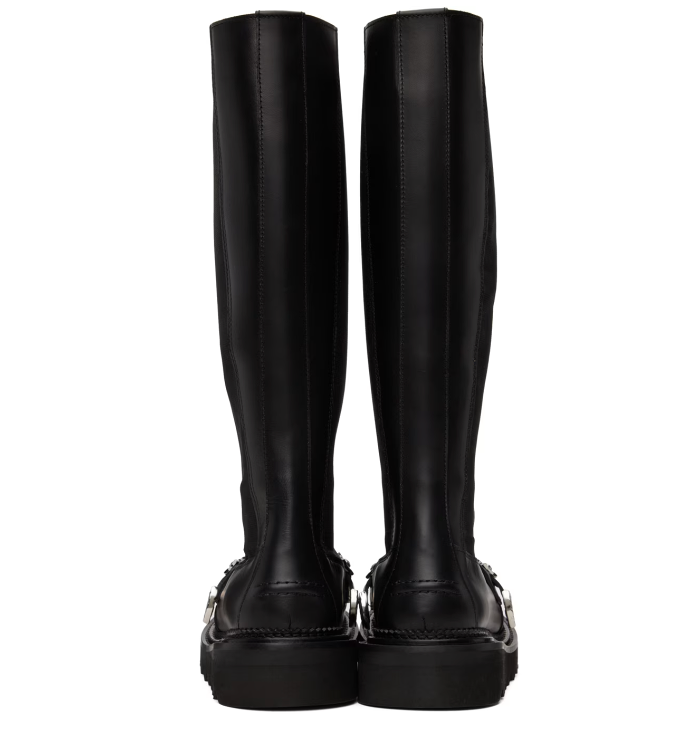 Toga Pulla Black Leather Tall Boots - MOODY ORANGES