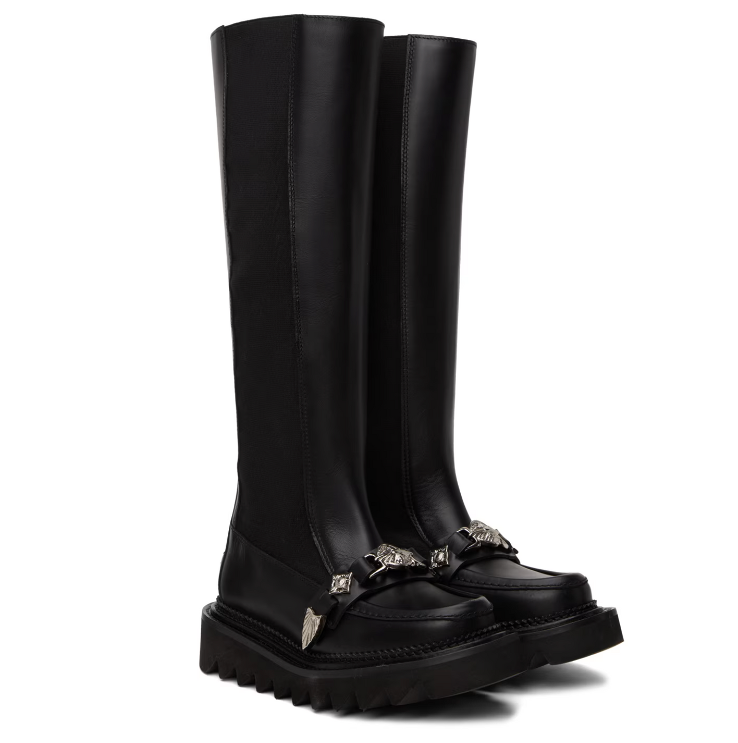 Toga Pulla Black Leather Tall Boots - MOODY ORANGES