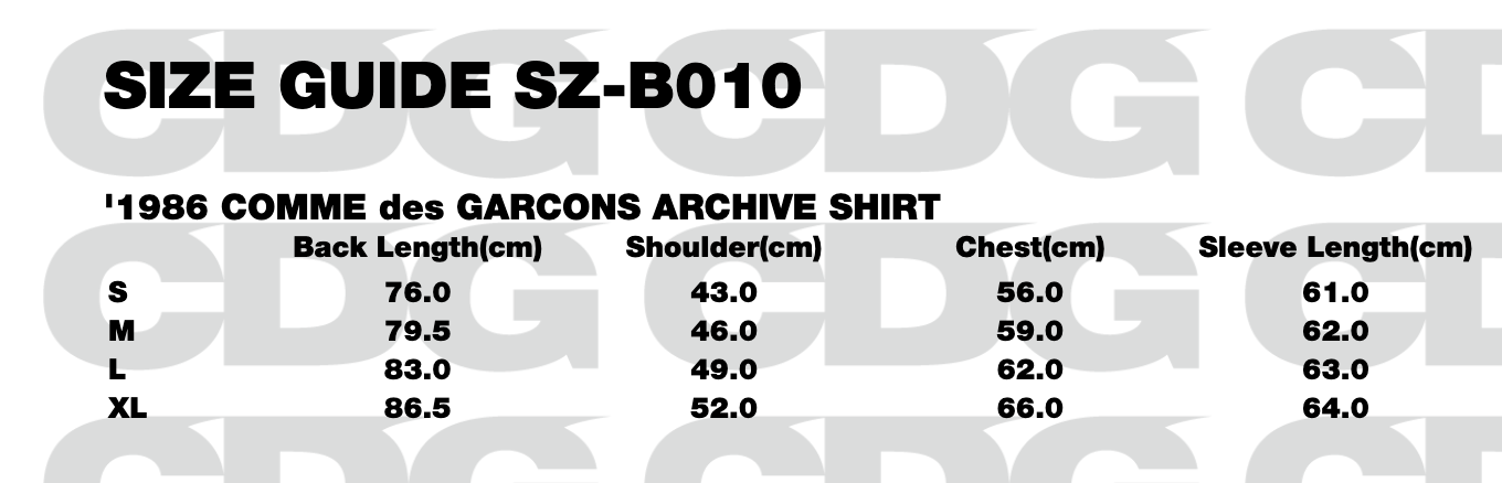1986 COMME des GARCONS ARCHIVE SHIRT