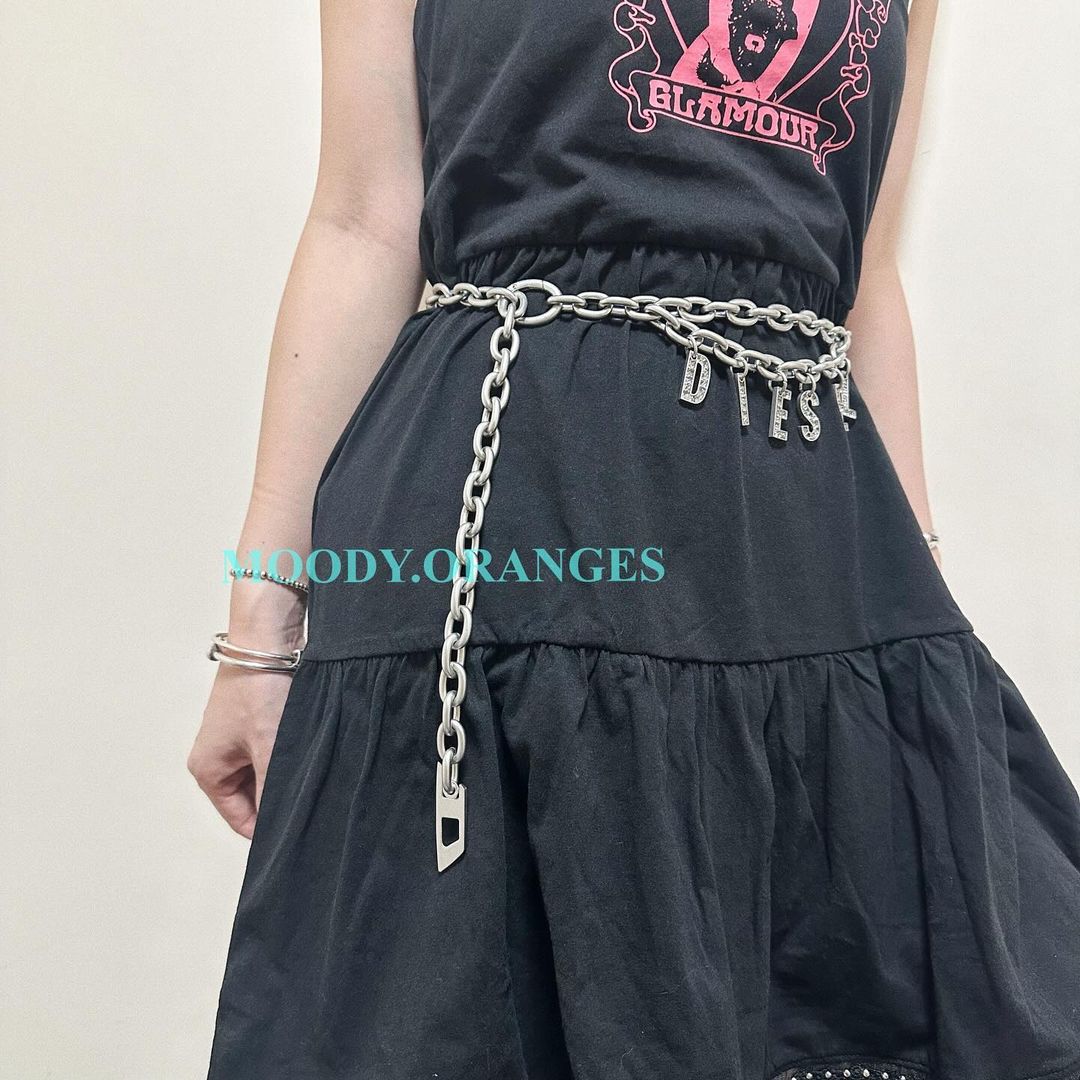 Diesel Silver Chain Belt - MOODY ORANGES