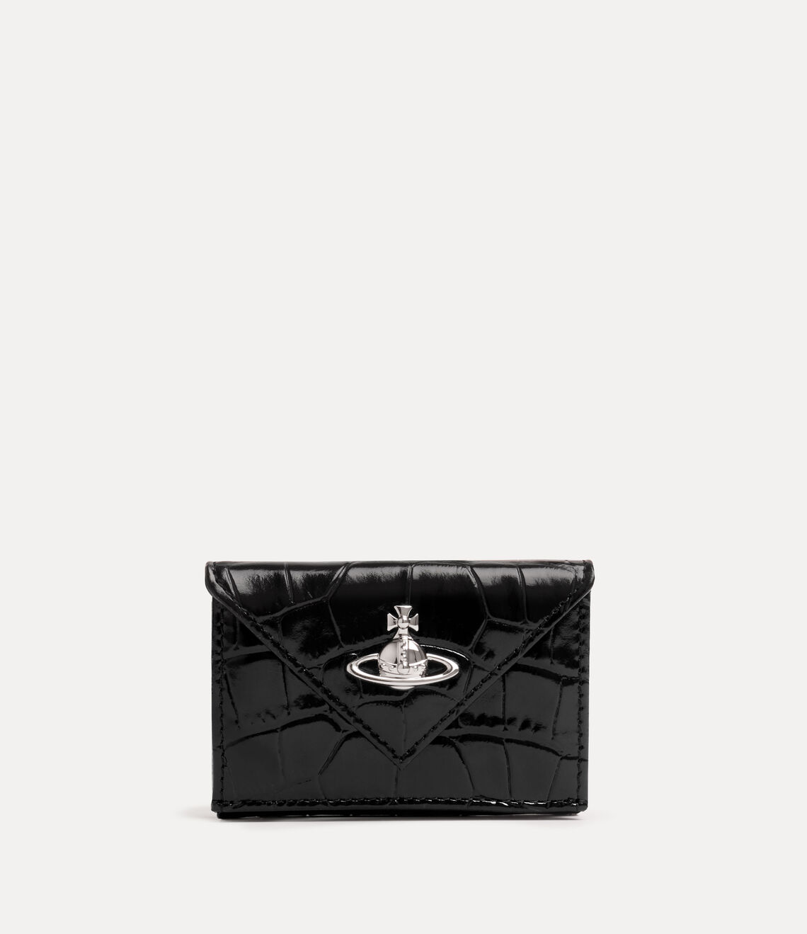Vivienne Westwood Embossed Crocs Leather Black Wallet - MOODY ORANGES