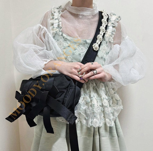 Simone Rocha Black Beaded Classic Bow Bag