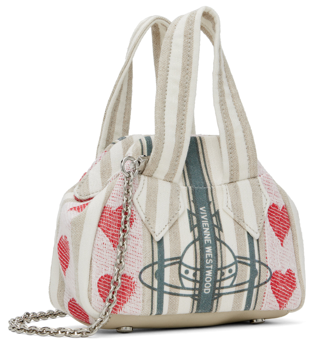 Vivienne Westwood Belle Heart Frame Linen-Blend Top-Handle Bag