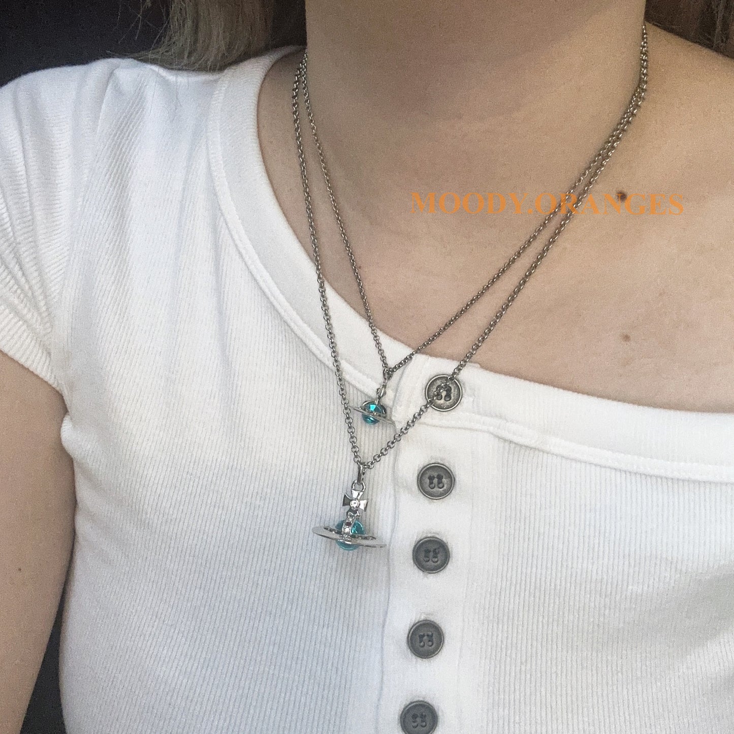 Vivienne Westwood Iced Blue Orb Pendant Necklace