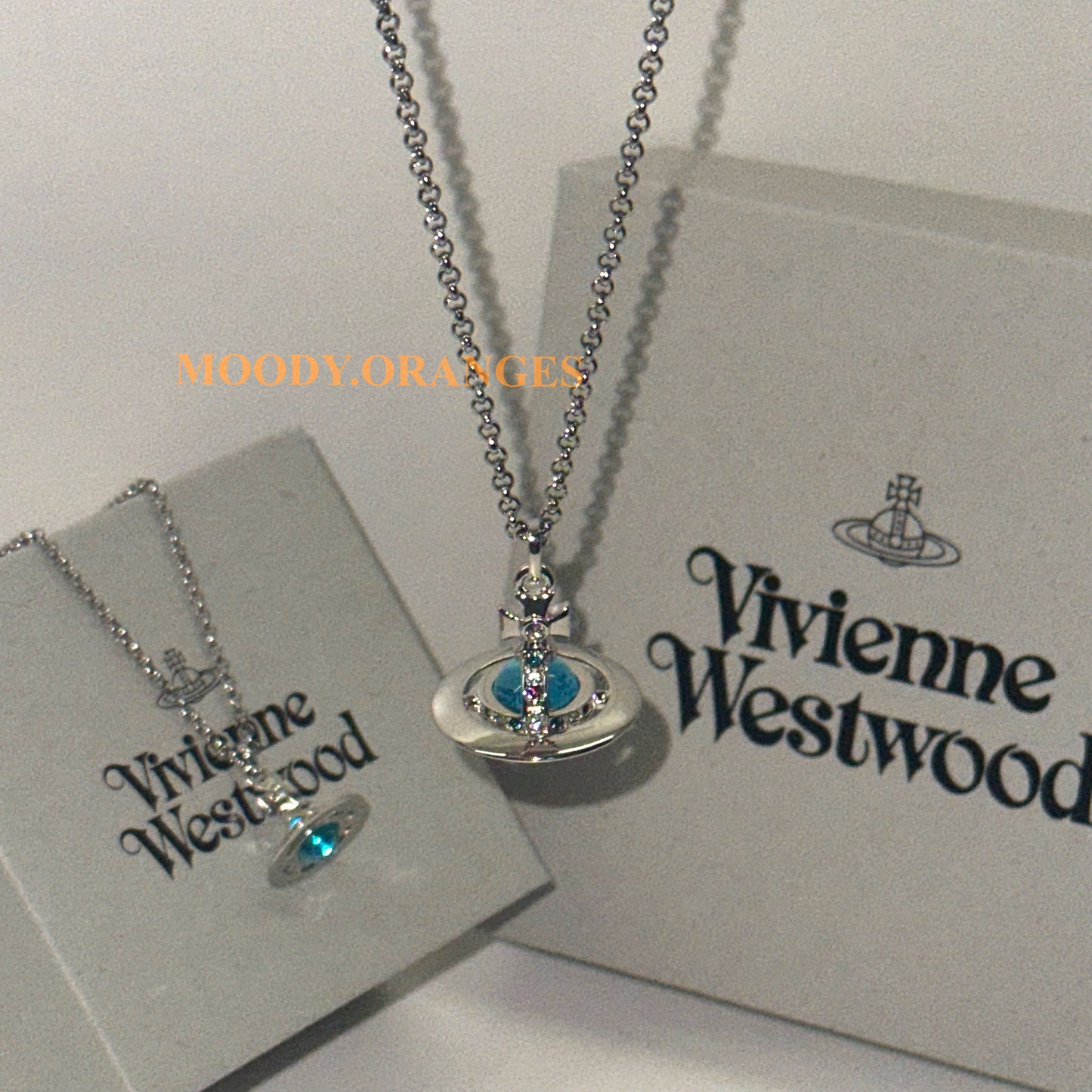 Vivienne Westwood Iced Blue Orb Pendant Necklace