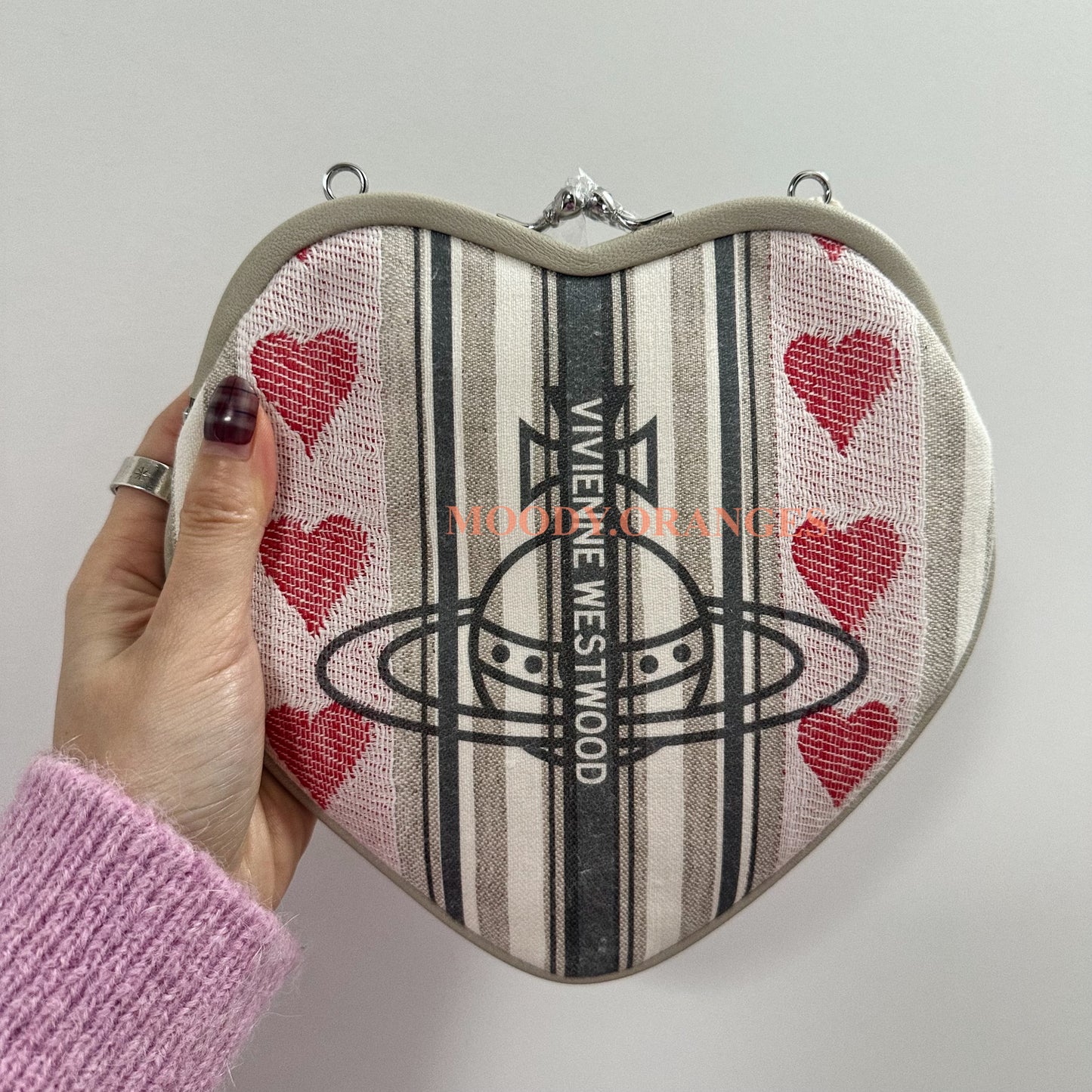 Vivienne Westwood Belle Heart Frame Linen-Blend Top-Handle Bag