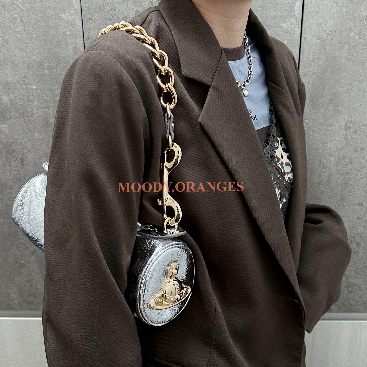 Vivienne Westwood Silver Cindy Cylinder Bag