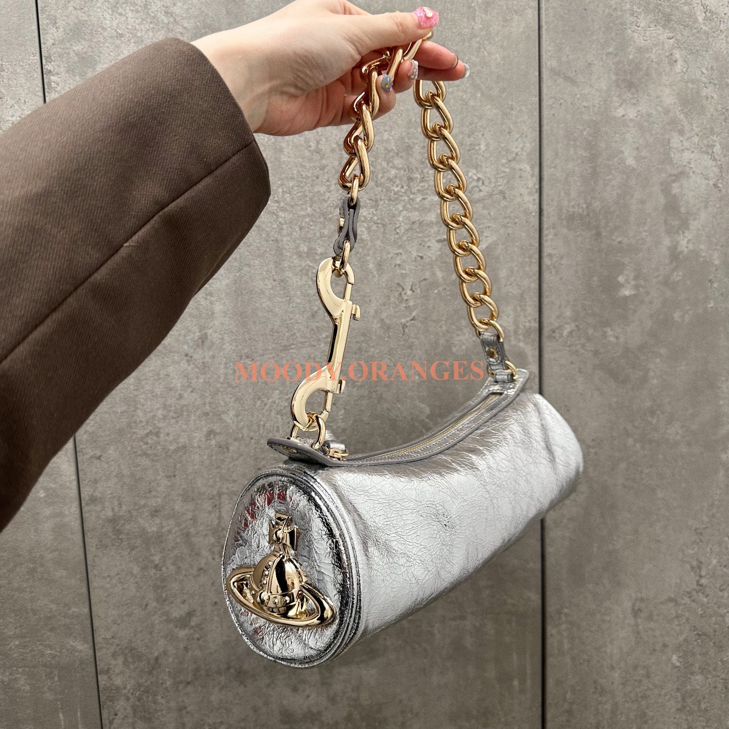 Vivienne Westwood Silver Cindy Cylinder Bag