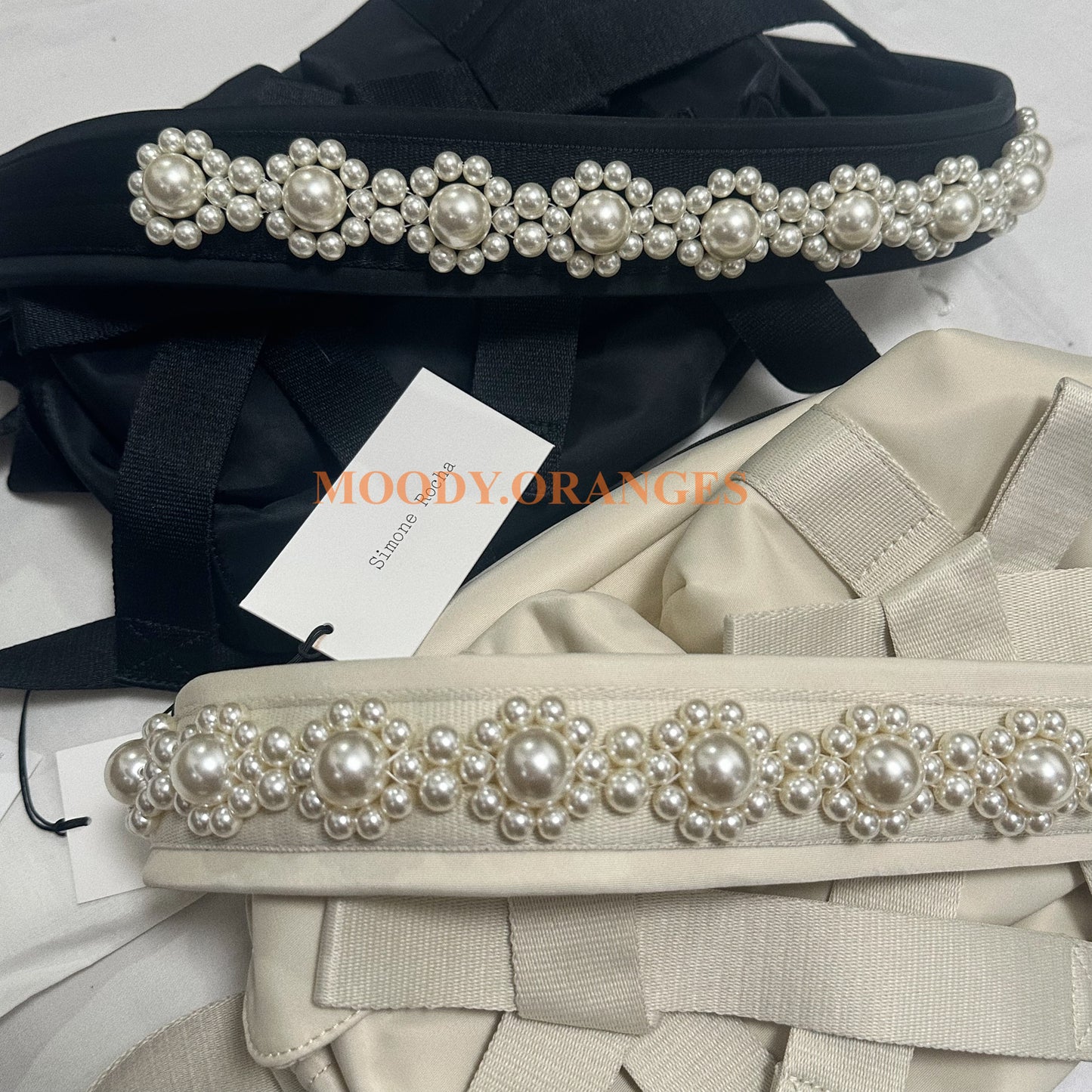 Simone Rocha Beaded White Utility Crossbody Bag