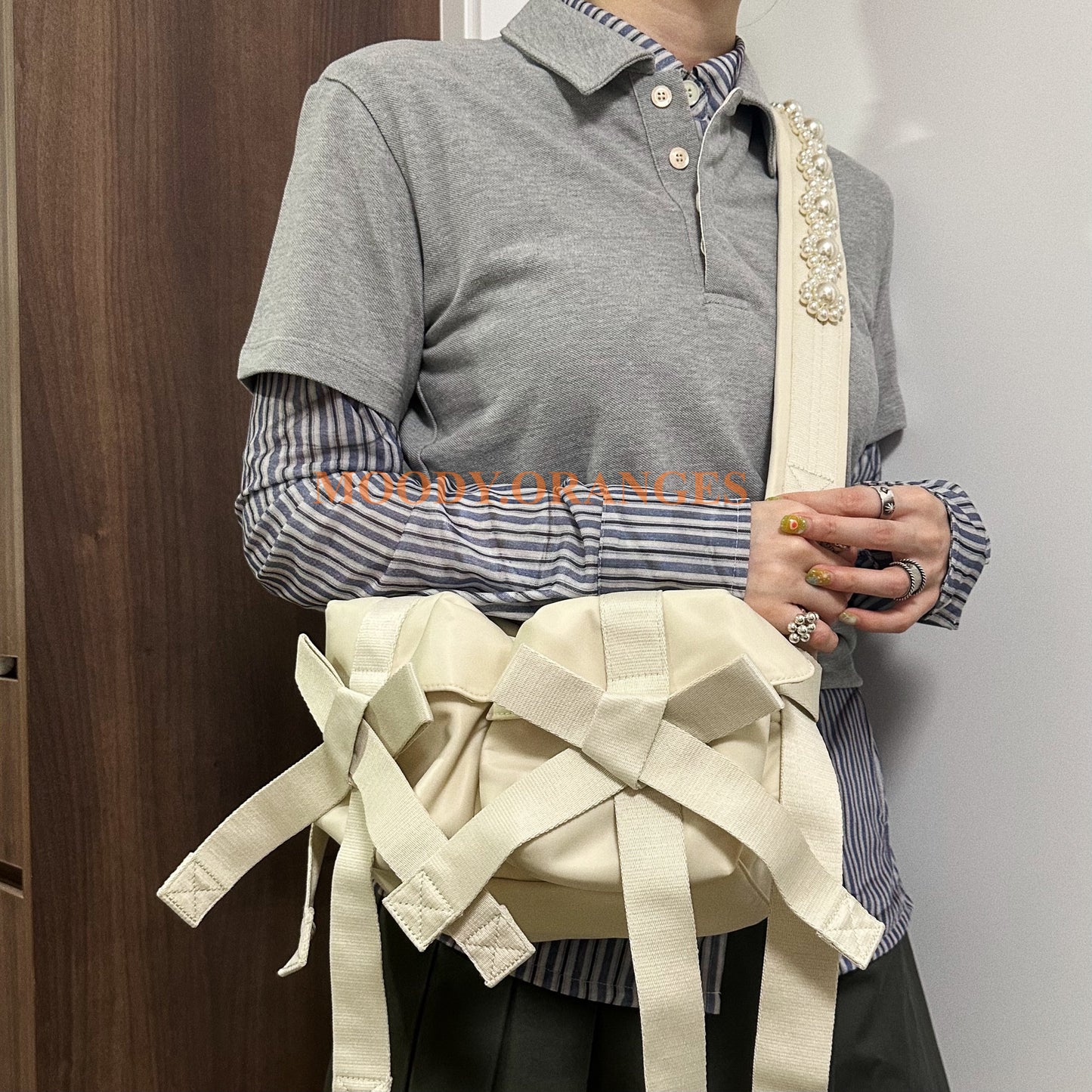 Simone Rocha Beaded White Utility Crossbody Bag