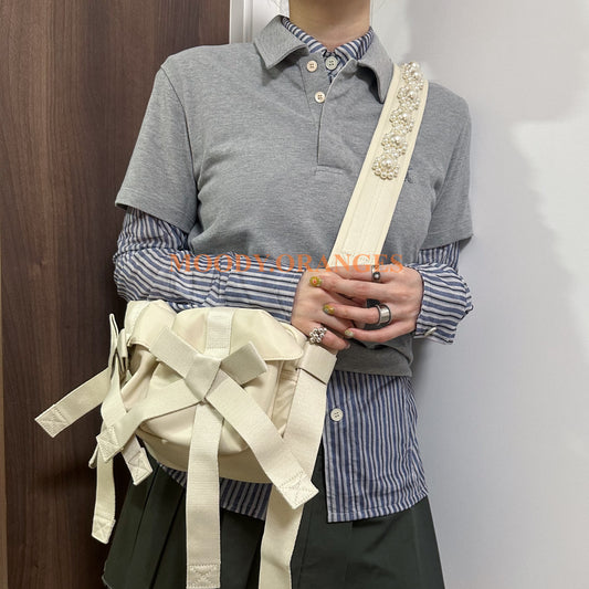 Simone Rocha Beaded White Utility Crossbody Bag