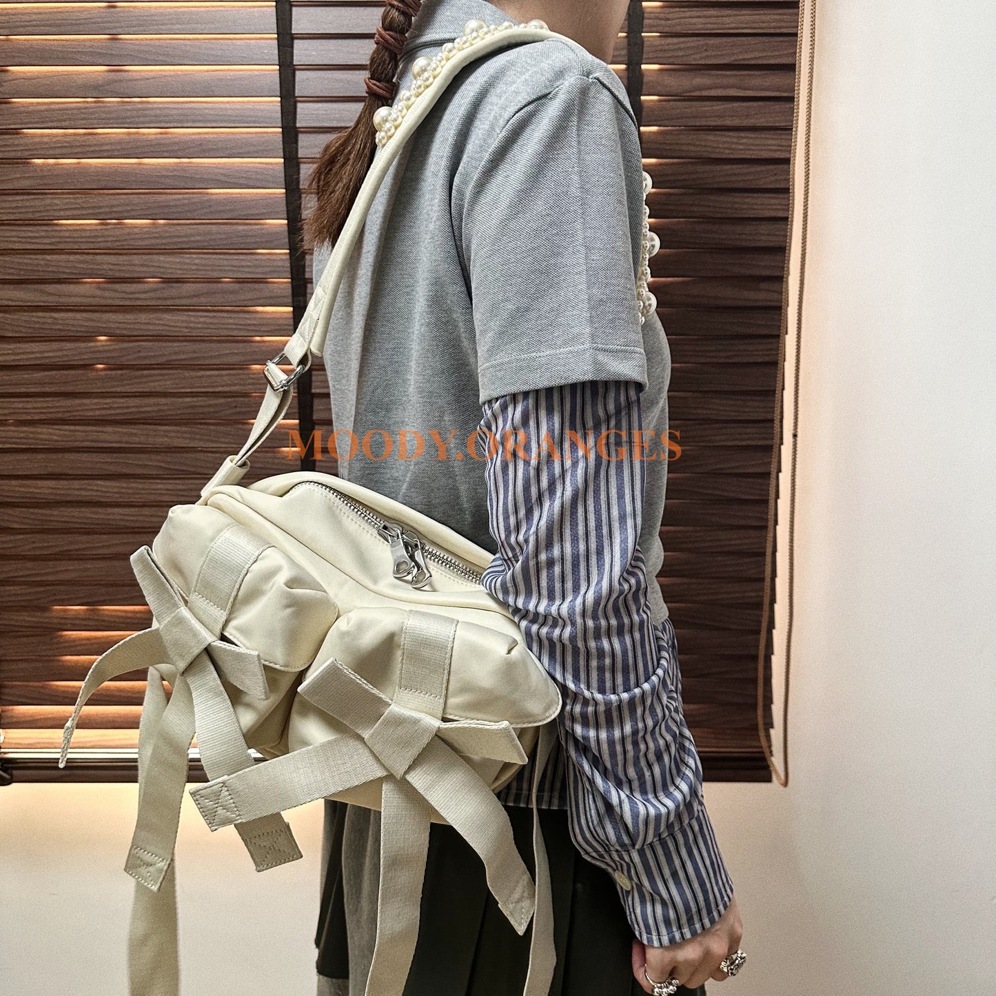 Simone Rocha Beaded White Utility Crossbody Bag