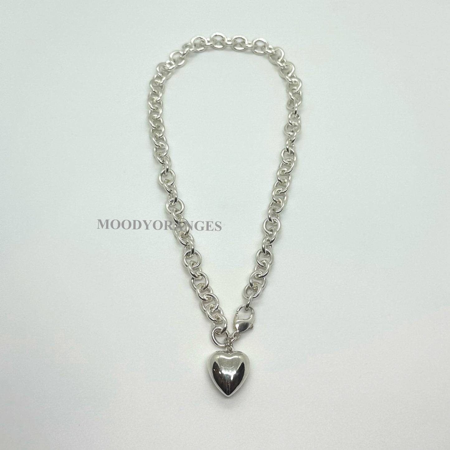 Silver Ball/Heart Necklace - MOODY ORANGES