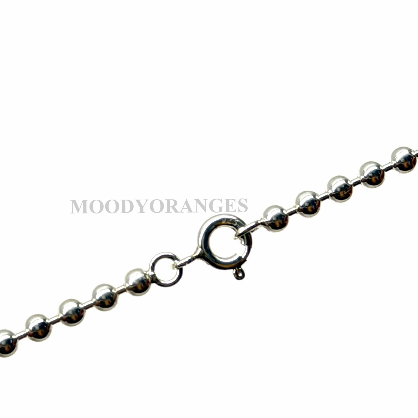 925 Silver - Ball-Chained Necklace with Silver Ball Pendant - MOODY ORANGES