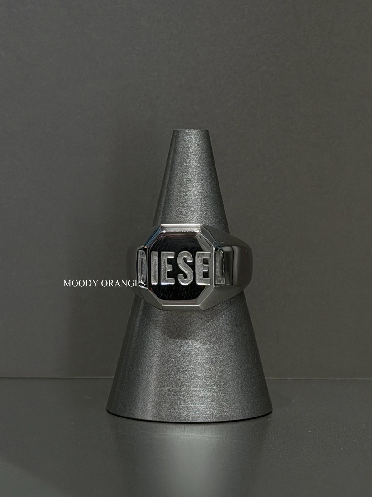 Diesel Stainless Steel Signet Silver Ring - MOODY ORANGES