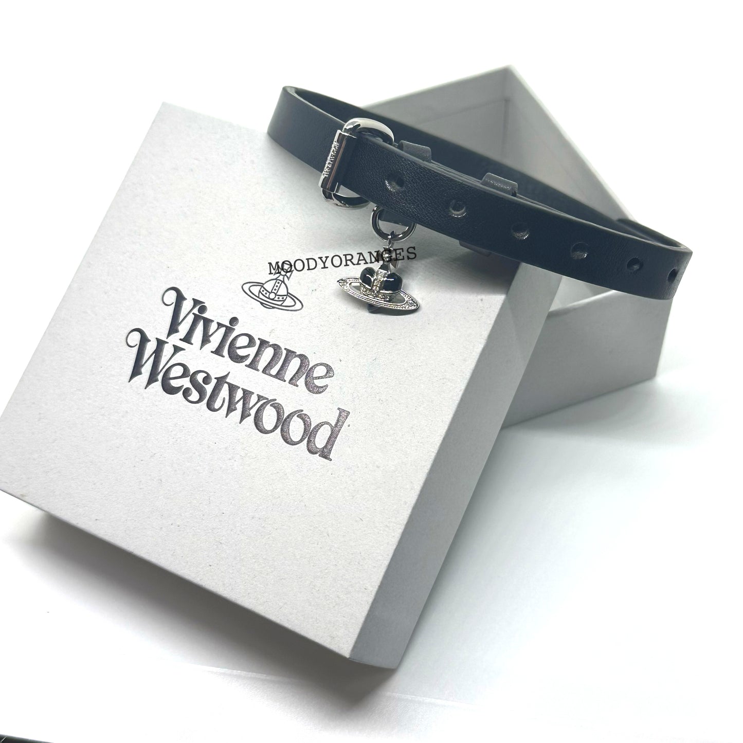 Vivienne Westwood Black Diamante Heart Choker - MOODY ORANGES