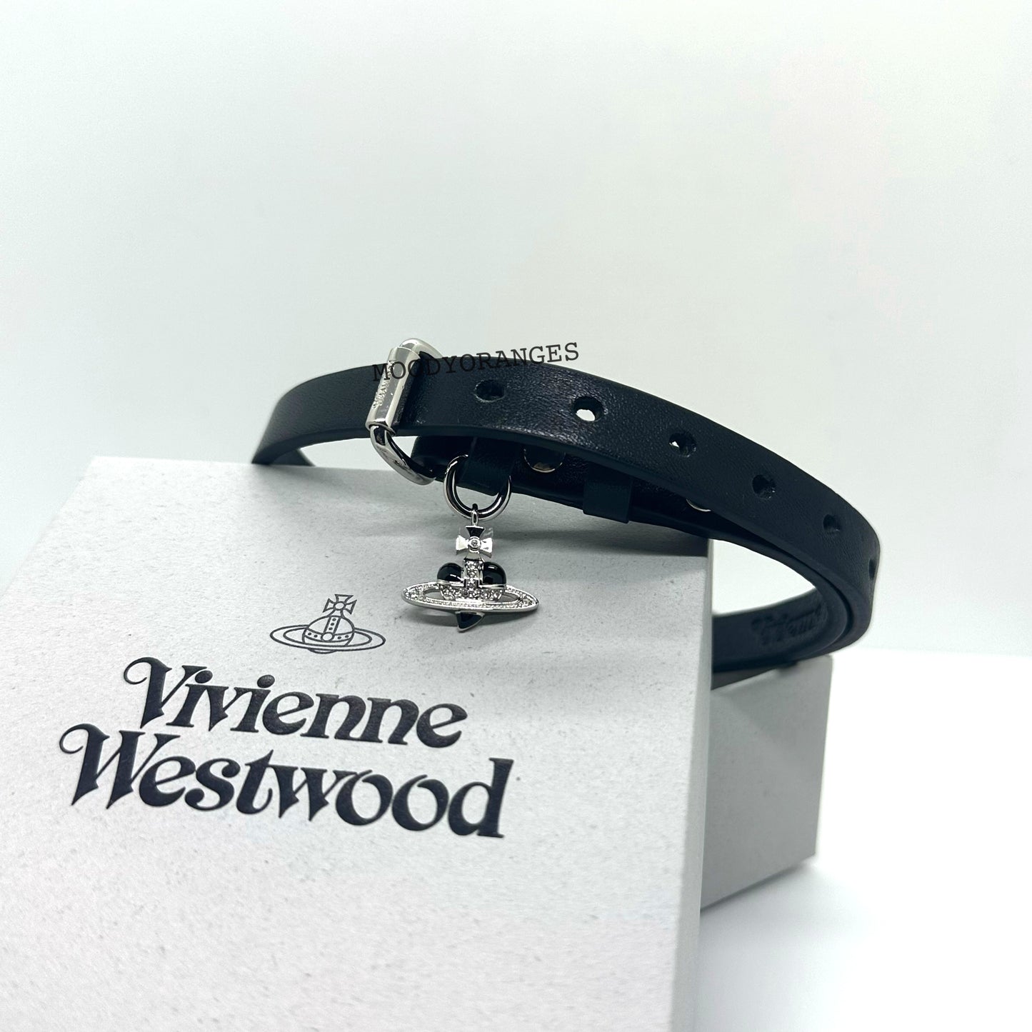 Vivienne Westwood Black Diamante Heart Choker - MOODY ORANGES