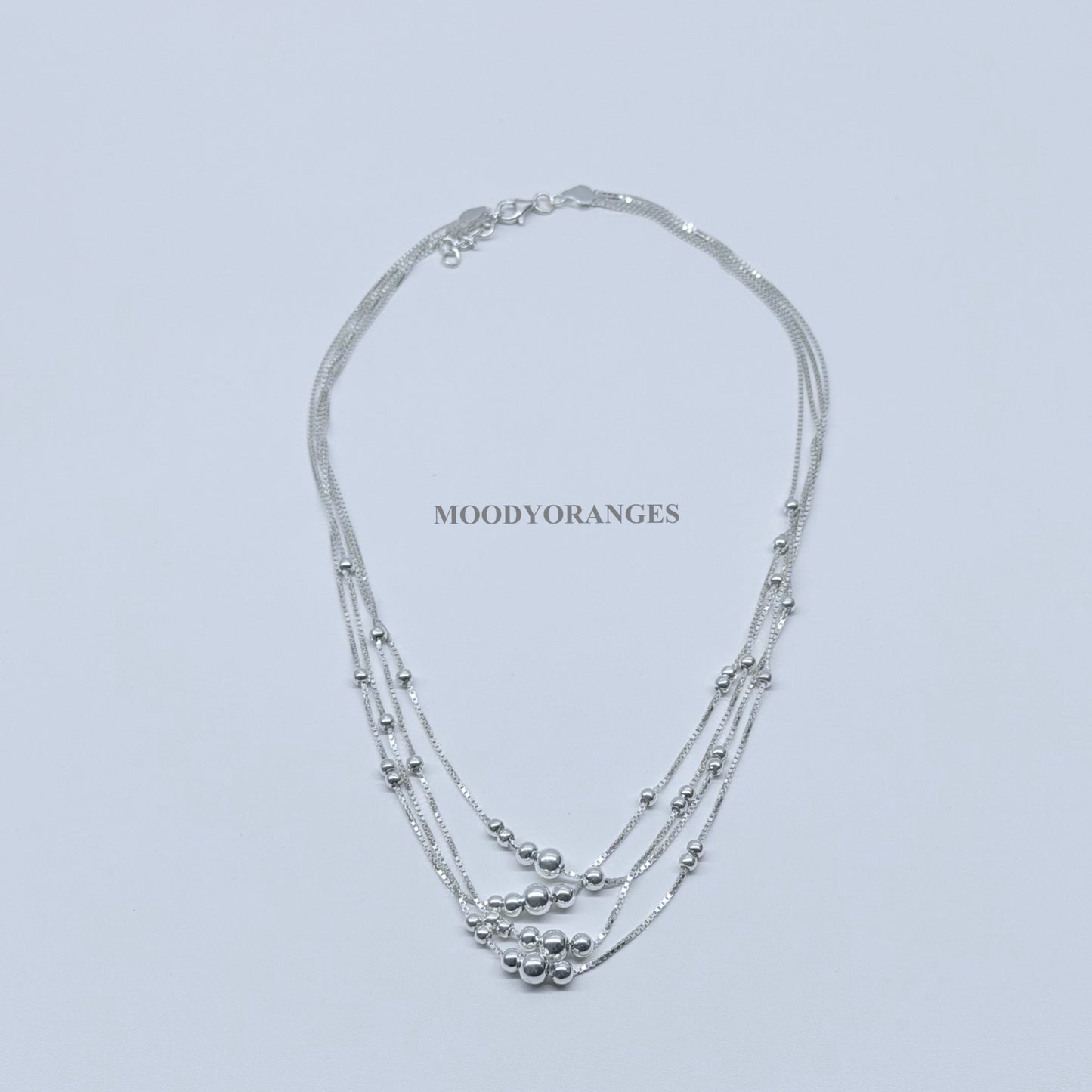 925 Silver - 4 in 1 Ball Chain Necklace - MOODY ORANGES