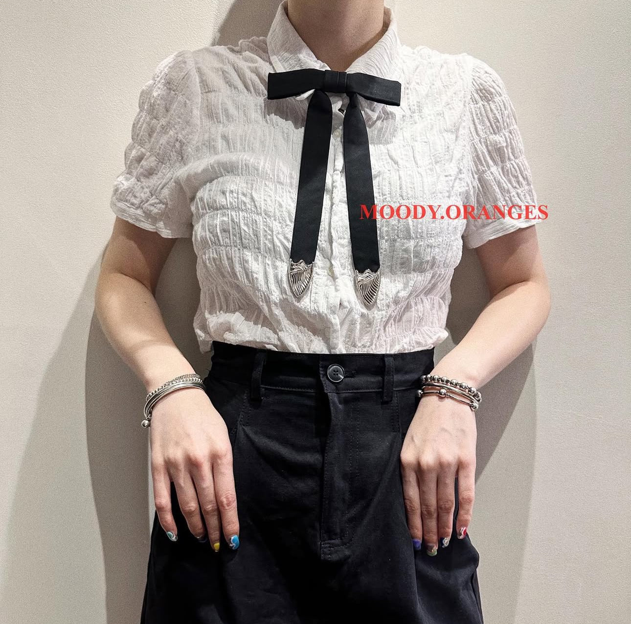 TOGA TOO Black Metal Ribbon Tie