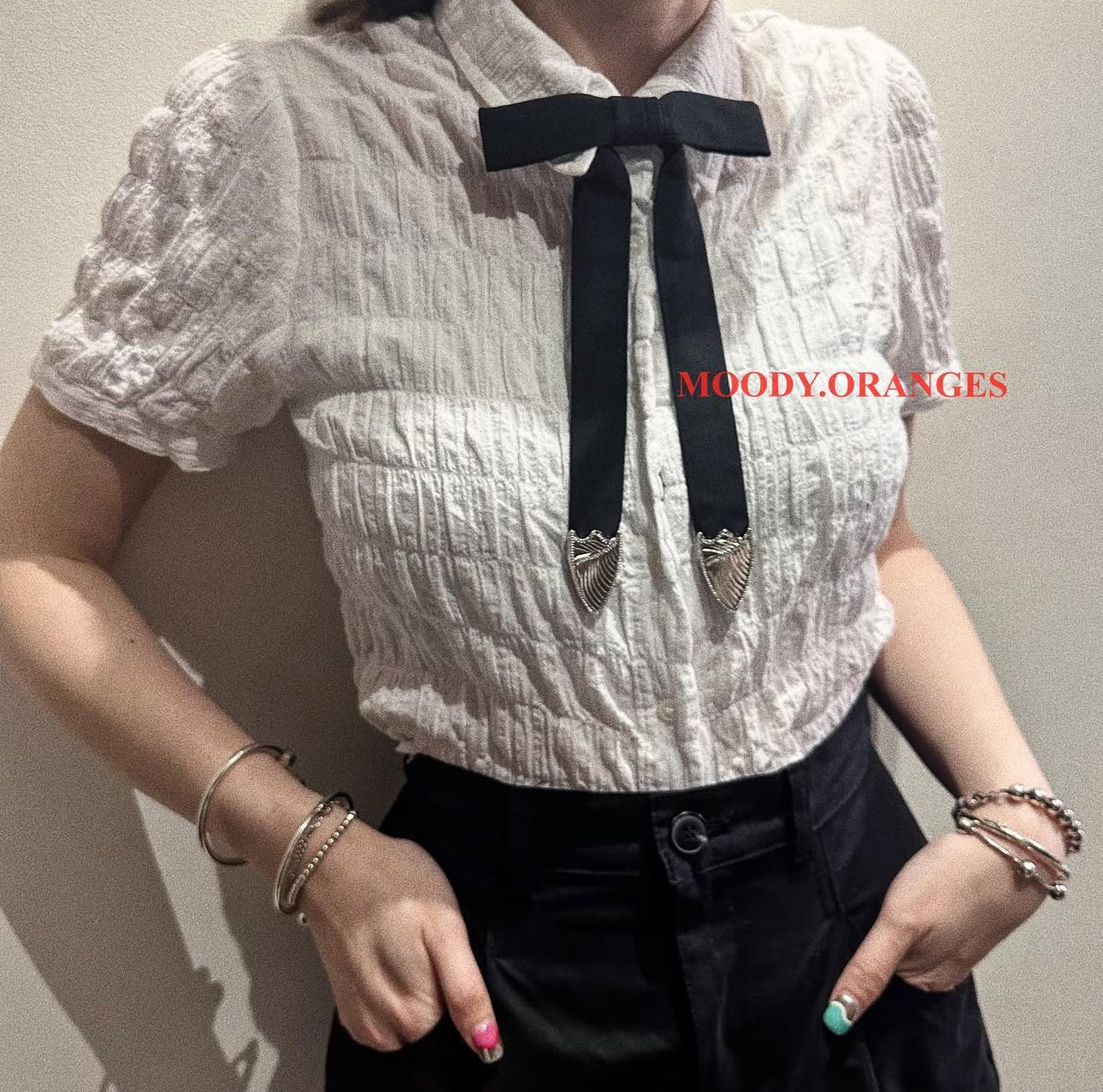 TOGA TOO Black Metal Ribbon Tie
