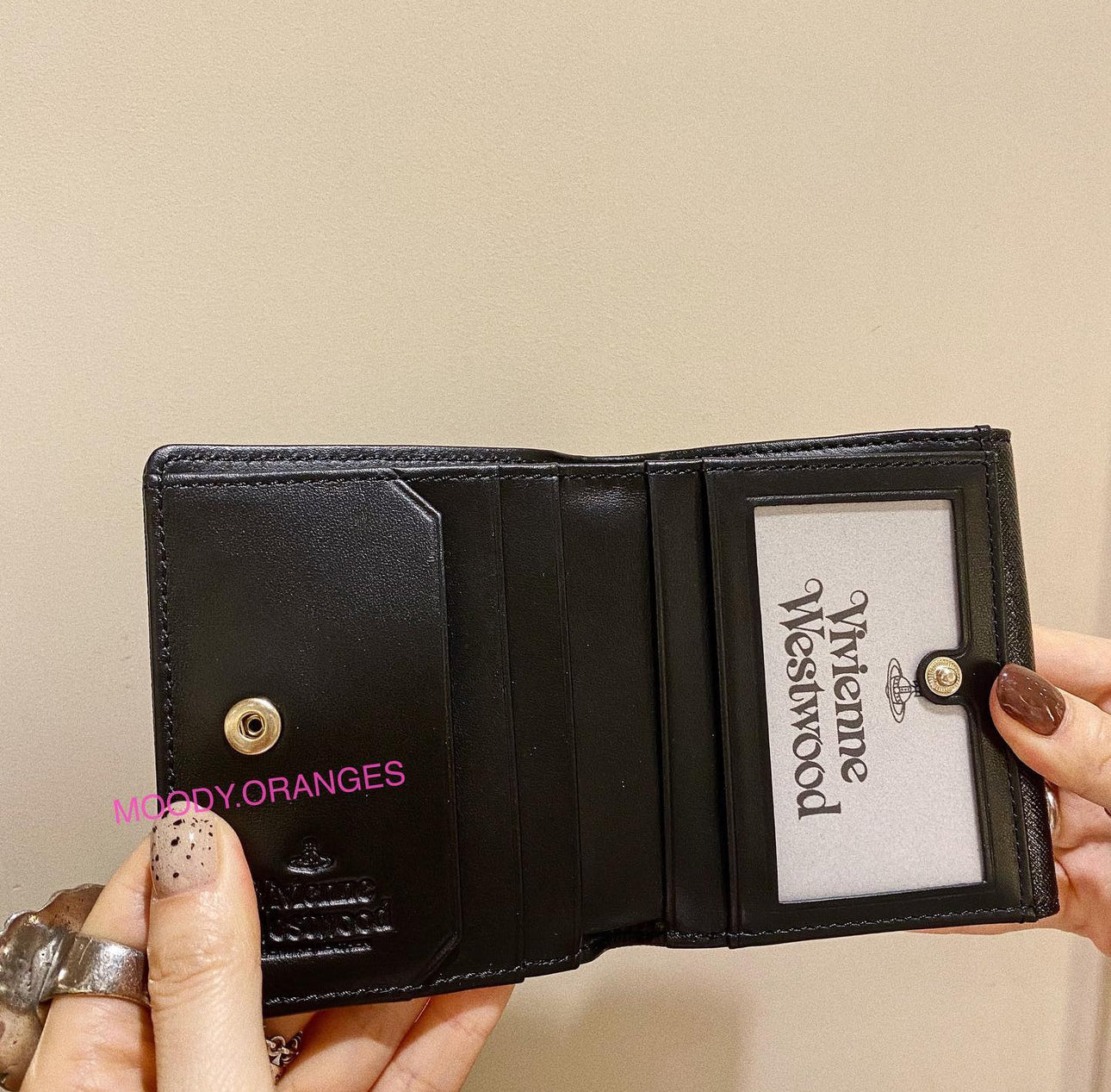 Vivienne Westwood Black Gold Bi-Fold Wallet - MOODY ORANGES