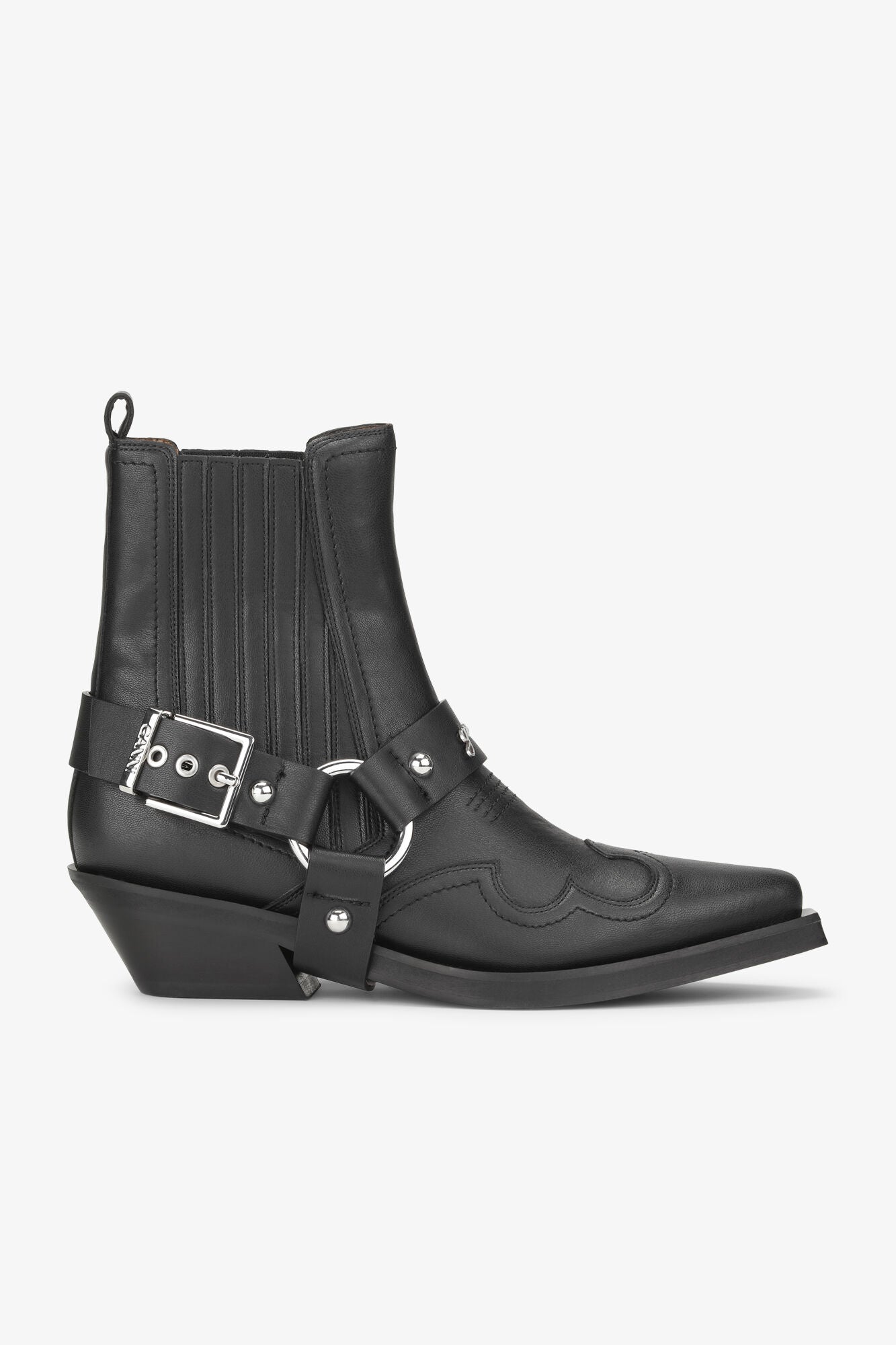 GANNI Black Low Cut Western Chelsea Boots