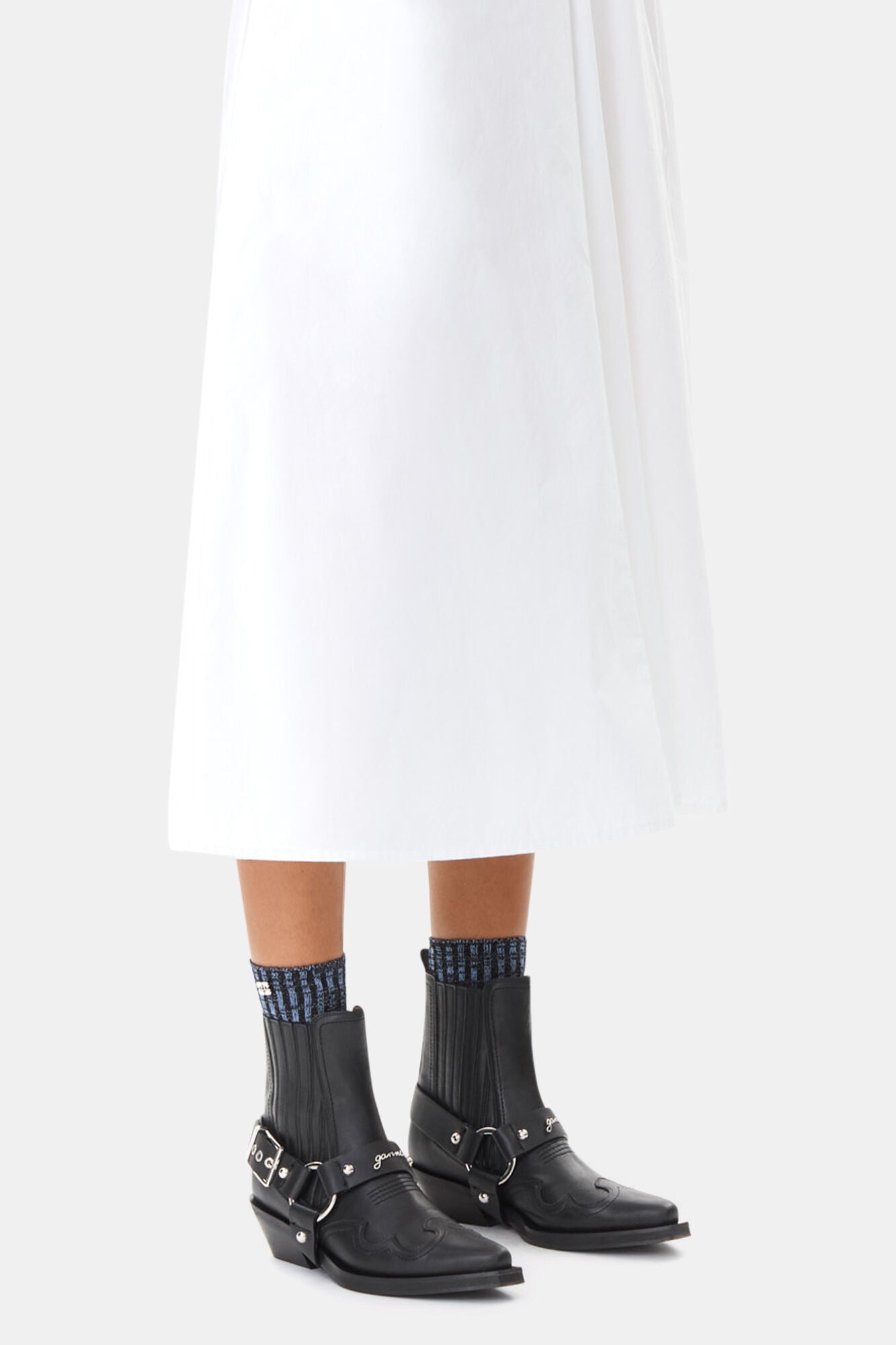 GANNI Black Low Cut Western Chelsea Boots